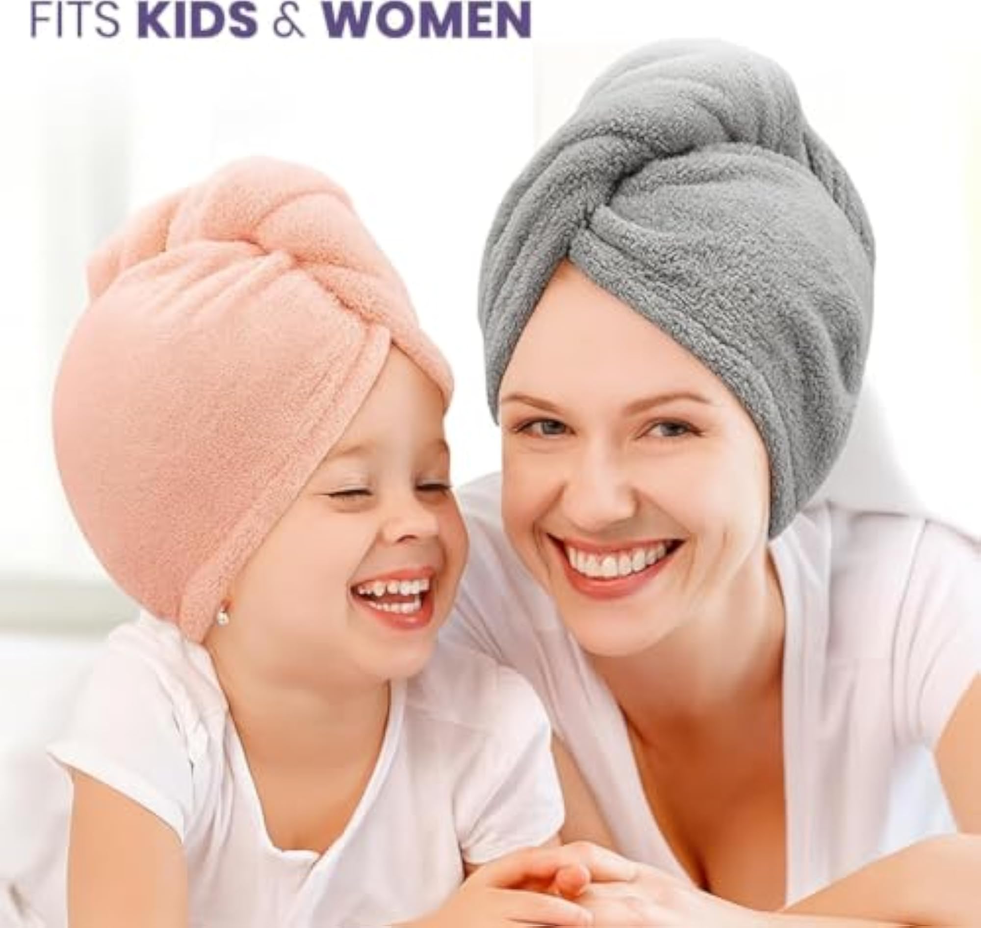 Microfibre Hair Wrap Towel with Button, Blue